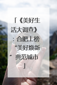 《美好生活大调查》：合肥上榜“美好焕新”典范城市