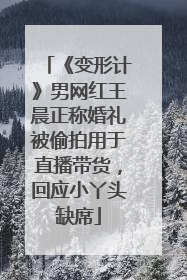 《变形计》男网红王晨正称婚礼被偷拍用于直播带货，回应小丫头缺席