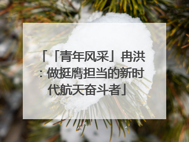 「青年风采」冉洪：做挺膺担当的新时代航天奋斗者