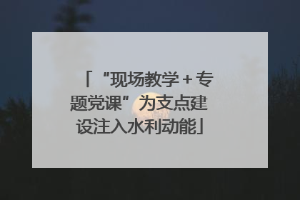 “现场教学＋专题党课”为支点建设注入水利动能