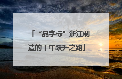 “品字标”浙江制造的十年跃升之路