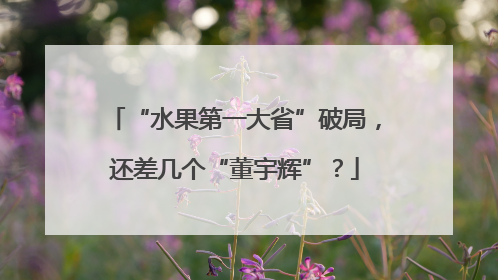 “水果第一大省”破局，还差几个“董宇辉”？