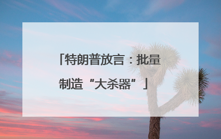 特朗普放言：批量制造“大杀器”