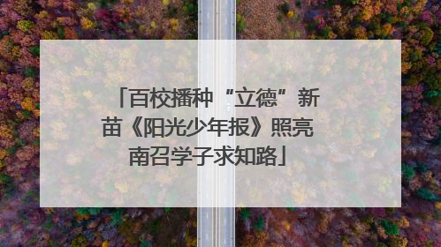 百校播种“立德”新苗《阳光少年报》照亮南召学子求知路