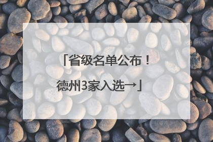 省级名单公布！德州3家入选→
