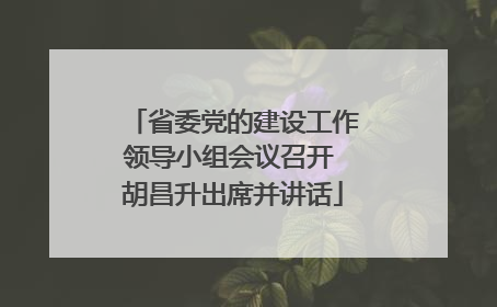 省委党的建设工作领导小组会议召开 胡昌升出席并讲话
