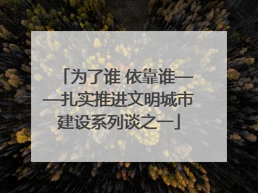 为了谁 依靠谁——扎实推进文明城市建设系列谈之一