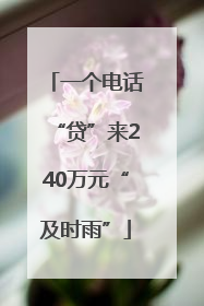 一个电话“贷”来240万元“及时雨”