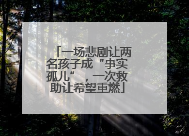 一场悲剧让两名孩子成“事实孤儿”，一次救助让希望重燃