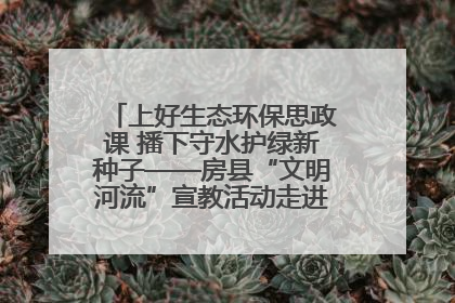 上好生态环保思政课 播下守水护绿新种子——房县“文明河流”宣教活动走进八一希望小学