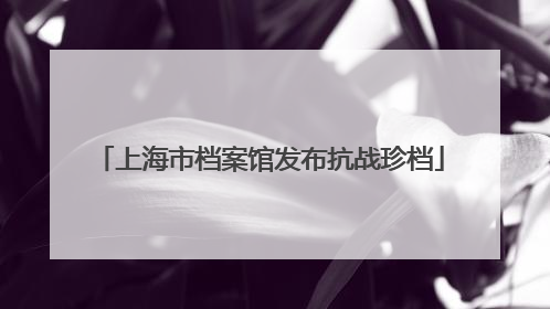 上海市档案馆发布抗战珍档