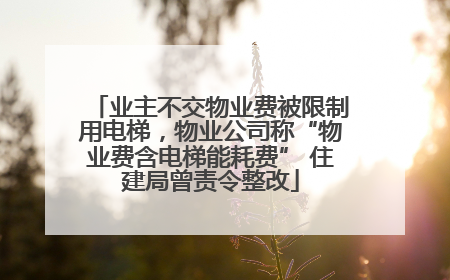 业主不交物业费被限制用电梯，物业公司称“物业费含电梯能耗费” 住建局曾责令整改