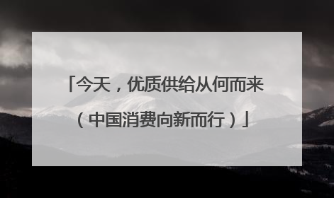 今天，优质供给从何而来（中国消费向新而行）
