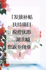发放补贴、扶持项目、税费优惠……湖北喊您返乡创业