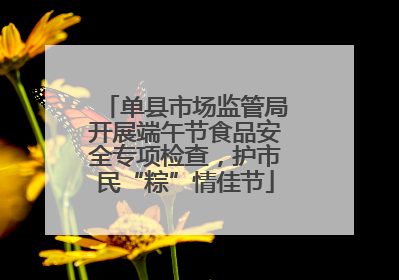 单县市场监管局开展端午节食品安全专项检查，护市民“粽”情佳节