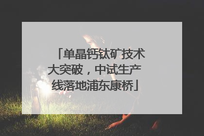单晶钙钛矿技术大突破，中试生产线落地浦东康桥