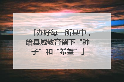 办好每一所县中，给县域教育留下“种子”和“希望”