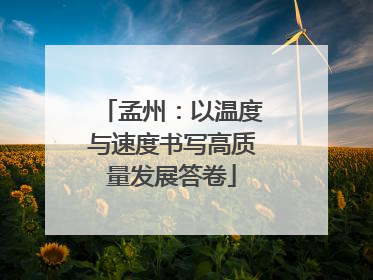 孟州：以温度与速度书写高质量发展答卷