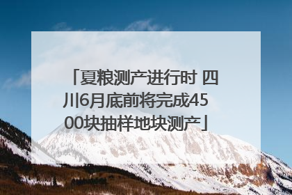 夏粮测产进行时 四川6月底前将完成4500块抽样地块测产