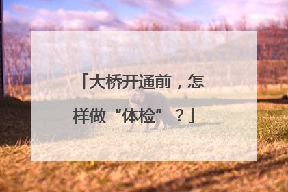 大桥开通前，怎样做“体检”？