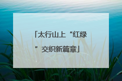 太行山上“红绿”交织新篇章