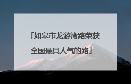 如皋市龙游湾路荣获全国最具人气的路