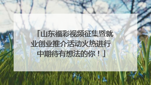 山东福彩视频征集暨就业创业推介活动火热进行中期待有想法的你！