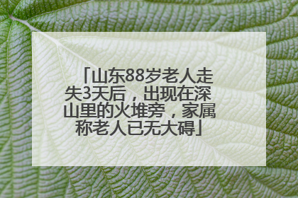 山东88岁老人走失3天后，出现在深山里的火堆旁，家属称老人已无大碍