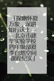 探幽怀夏万象，深耕知行沃土——北京市建华实验学校四年级部夏季自然空间课程纪实