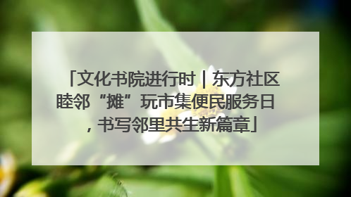 文化书院进行时｜东方社区睦邻“摊”玩市集便民服务日，书写邻里共生新篇章