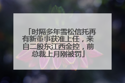 时隔多年雪松信托再有新董事获准上任，来自二股东江西金控，前总裁上月刚被罚