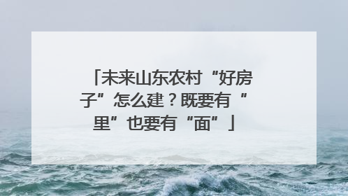 未来山东农村“好房子”怎么建？既要有“里”也要有“面”