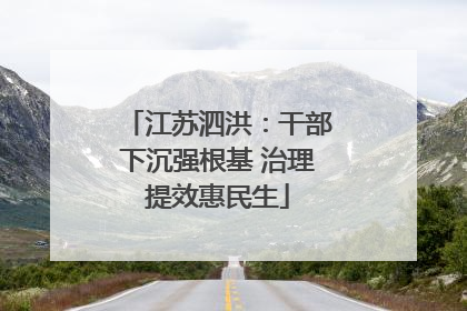 江苏泗洪：干部下沉强根基 治理提效惠民生