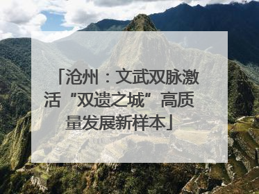 沧州：文武双脉激活“双遗之城”高质量发展新样本