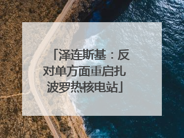 泽连斯基：反对单方面重启扎波罗热核电站