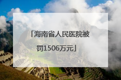 海南省人民医院被罚1506万元