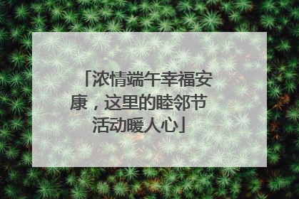 浓情端午幸福安康，这里的睦邻节活动暖人心