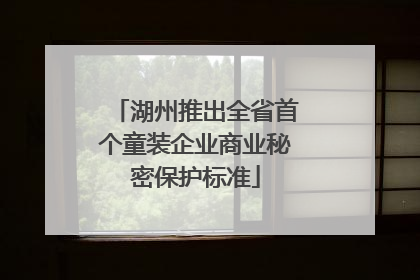 湖州推出全省首个童装企业商业秘密保护标准