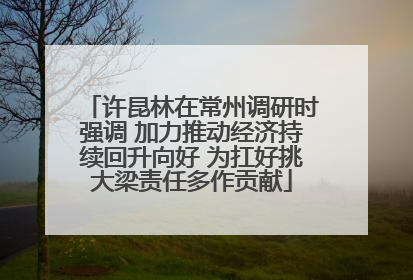 许昆林在常州调研时强调 加力推动经济持续回升向好 为扛好挑大梁责任多作贡献