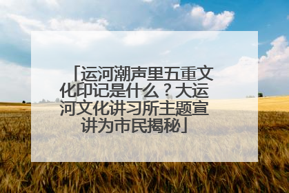 运河潮声里五重文化印记是什么？大运河文化讲习所主题宣讲为市民揭秘