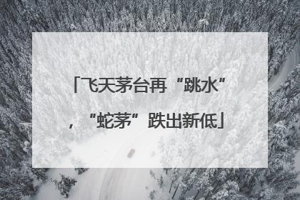 飞天茅台再“跳水”，“蛇茅”跌出新低