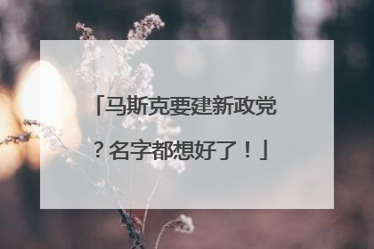 马斯克要建新政党？名字都想好了！