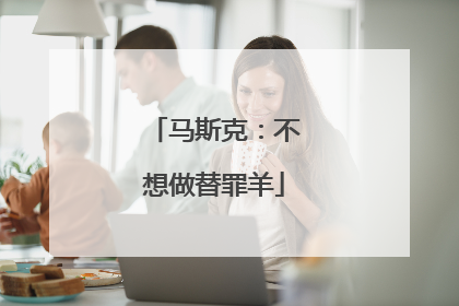 马斯克：不想做替罪羊