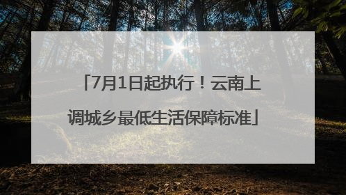 7月1日起执行！云南上调城乡最低生活保障标准